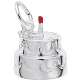 Sterling Silver Birthday Cake Charm with Enamel Candle